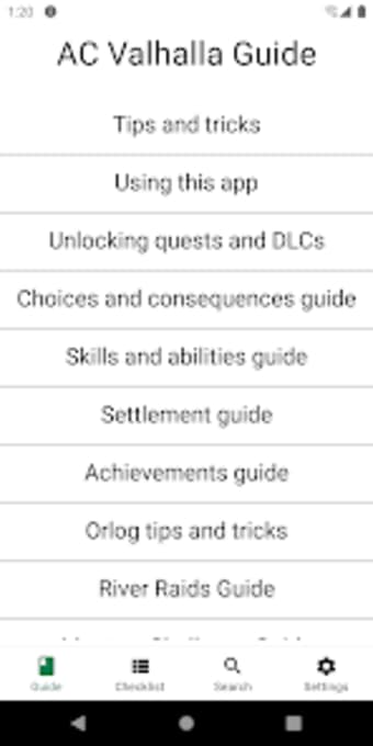 Guide Checklist - AC Valhalla