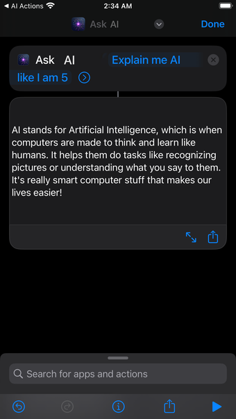 AI Actions for Shortcuts