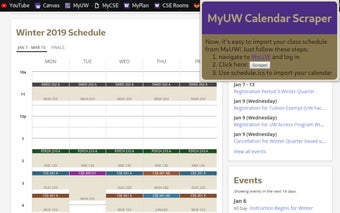 MyUW Calendar Scraper