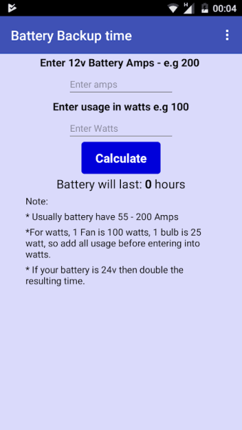 UPS Battery Backup Time Calculator