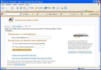 A9 Amazon Toolbar für Internet Explorer