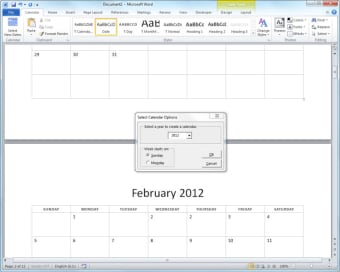 2012 12-Month Basic Calendar