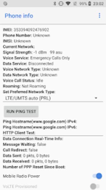 Mobile and Network info