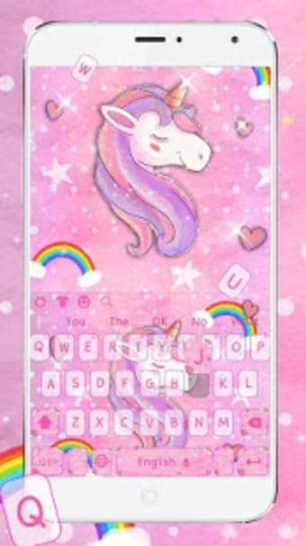 Pink Cute Romantic Rainbow Unicorn Keyboard Theme