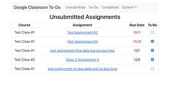 Google Classroom To-Do List