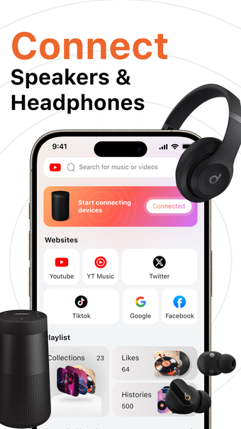 Connect Headphones  Speaker