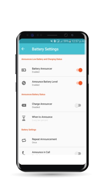 Smart Announcer : Call Time  Battery