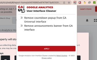 Google Analytics User Interface Cleaner