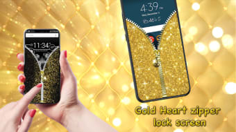 Gold Heart Zipper Lock Screen