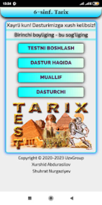 Tarix Test 6 - sinf tarixi