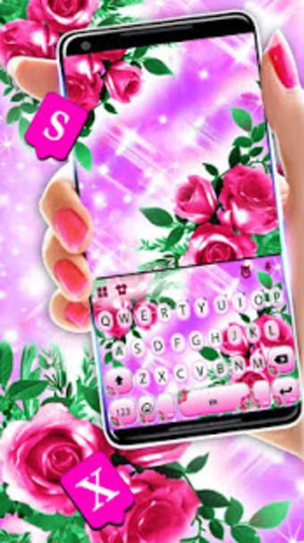 Pink Glamor Roses Keyboard Theme