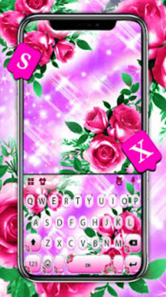 Pink Glamor Roses Keyboard Theme