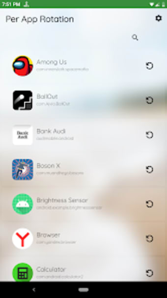 Screen rotation per App