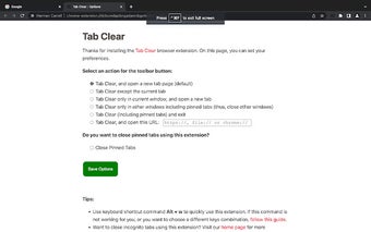 Tab Clear