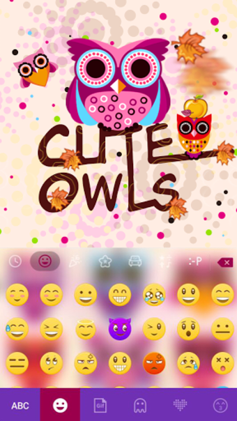 Cute Owls Emoji Keyboard Theme