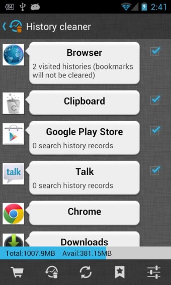 1Tap Cleaner clear cache and history log