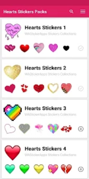 Hearts stickers WASticker