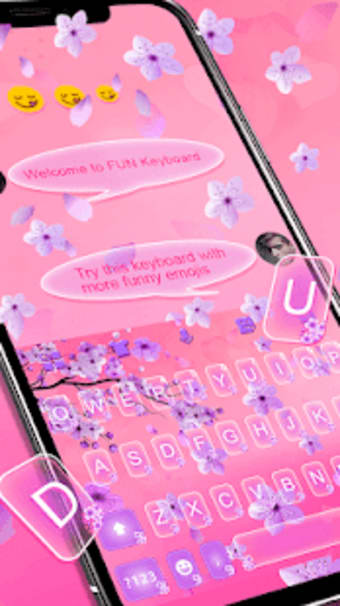 Pink Cherry Blossom SMS Keyboard Theme