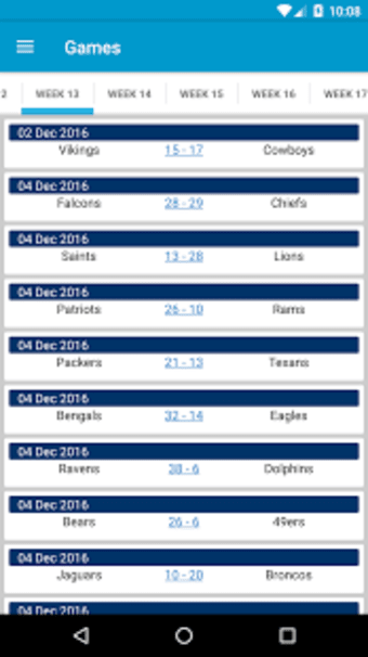 Football NFL Score Schedule