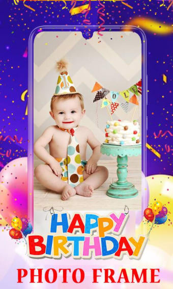 Happy Birthday Photo frame with Name Photo on Cake