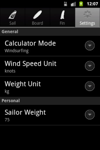 Windsurfing Calculator