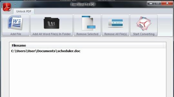 Фрагмент интерфейса Free Word to PDF Converter с добавленным Word-файлом