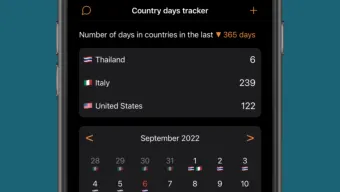Country Days Tracker