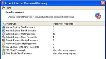 Accent Internet Password Recovery