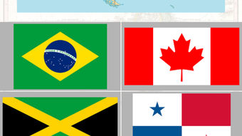 American Countries and Caribbean: Flags Maps Quiz