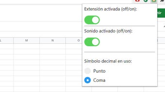 Símbolo decimal Hojas de Cálculo