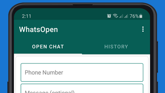 WhatsOpen - open chat without saving contact