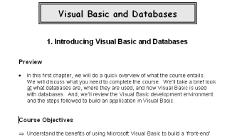 Visual Basic and Databases
