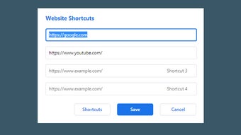 Shortcuts for websites