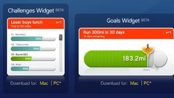 Nike plus Goals widget