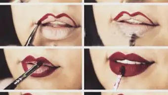 Step by step makeup lip eye face