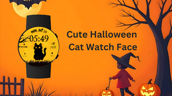 Cute Halloween Cat Watch Face