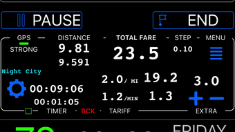 Taximeter. GPS taxi cab meter.