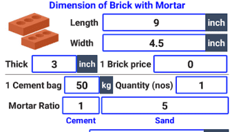 Bricks Calculator (Arch, Circle, Wall, Volume)