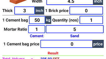 Bricks Calculator (Arch, Circle, Wall, Volume)