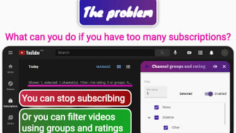 Channel groups and rating for Yt™ subs