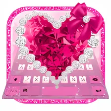 Glitter Pink Crystal Diamond Heart Keyboard Theme