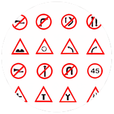 Traffic theory road signs.