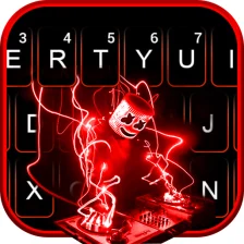 Neon Red Cool Dj Keyboard Theme