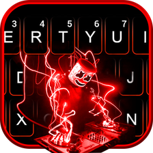 Neon Red Cool Dj Keyboard Theme