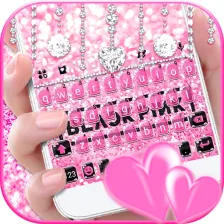 Glitter Black Pink Girls Keyboard Theme