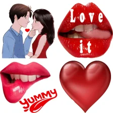 Lips Kiss and Love Stickers