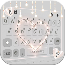 Fairy Lights Heart Keyboard Background