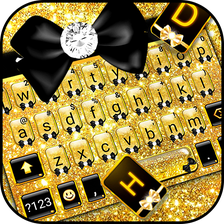 Glitter Golden Bow Keyboard Theme