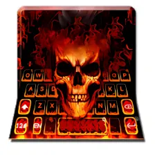 3D Fire Burning Skull Keyboard Theme