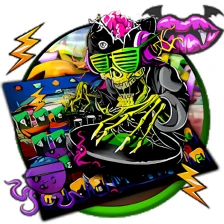 Graffiti Skull DJ Music Keyboard Theme